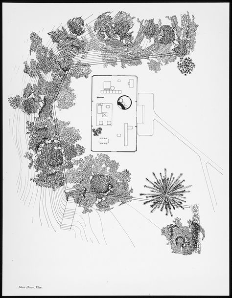 Architectural Drawings | The Glass House Philip Johnson Architecture, Glass House Philip Johnson, International Style Architecture, Philip Johnson Glass House, New Canaan Connecticut, House Brick, Richard Johnson, The Glass House, Farnsworth House