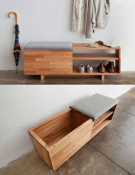 17 Super Genius Mudroom Ideas That Turns Heads Modern Entrance, Woodworking Box, Living Room Scandinavian, Bench With Shoe Storage, Apartment Decorating, Woodworking Furniture, Modern Sofa, Diy Storage, Entryway Decor