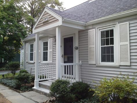 Cottage Portico Front Entry, Small Front Portico Ideas, Portico Entry On Ranch, Small Portico Entry, Portico Entry Modern, Front Door Covered Entry, Front Portico Ideas, Portico Entry Colonial, Front Door Pergola