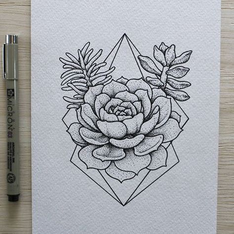 Chest Tattoo Flowers, Succulent Drawing, Geometric Succulent, Friend Illustration, Succulent Tattoo, Succulents Drawing, Drawing Collection, Cactus Drawing, Line Doodles