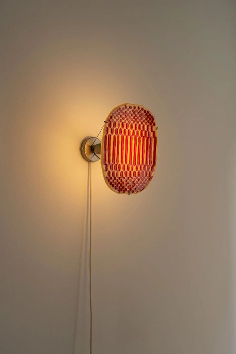 Glass Wall Lamp - Red-Beige, Sconces – Claude Home Glass Wall Lamp, Ceramic Furniture, Oval Plate, Fabric Cord, Modern Wall Lamp, Soft Beige, Whatsapp Web, Crimson Red, Interior Inspo