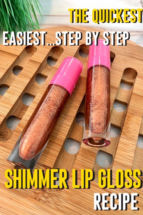 Diy Glitter Lip Gloss, How To Make Lip Gloss Recipes, Lip Recipes, How To Make Lip Gloss, Homemade Lip Gloss Recipe, Lip Gloss Diy Recipes, Make Your Own Lip Gloss, Lipgloss Ideas, Homemade Lip Gloss