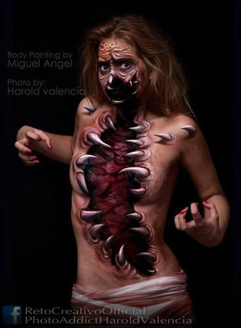 Body art. wow. Love Body, The Boogeyman, Human Canvas, Special Effects Makeup, Airbrush Art, Wow Art, Woman Painting, Face Art, Body Painting