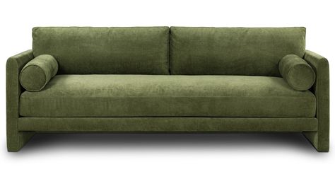 Lea 90.5" Sofa – Poly & Bark Leather Sofa Couch, Brooklyn Home, Cabin Living Room, Poly & Bark, Green Couch, Bolster Pillows, Apartment Sofa, Green Sofa, Hobbit House