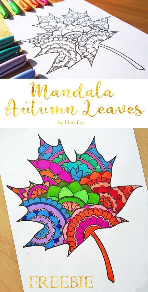 Hattifant's Mandala Autumn Leaves Sun Catcher Papercraft Freebie Leaves Mandala, Classe D'art, Autumn Leaves Craft, Fall Art Projects, Leaf Crafts, Autumn Crafts, Autumn Art, Leaf Art, Art Classroom