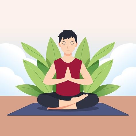 Meditation concept illustration Free Vec... | Free Vector #Freepik #freevector #design #character #home #health Meditating In Nature, Happy Yoga Day, Woman Meditating, World Yoga Day, Yoga Drawing, Yoga Images, Peace Poster, Meditation Poses, Yoga Illustration