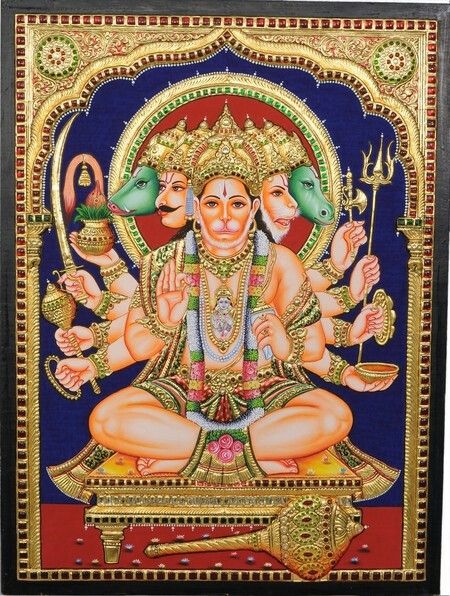 Silpi Paintings, Hanuman Tanjore Painting, God's Wallpaper, Panchamukhi Hanuman, Khodiyar Maa, God Sketch, Thanjavur Painting, Tanjore Art, God Venkateswara Images Hd Wallpaper