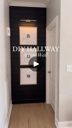 Facebook Johnston Designs, Entryway Refresh, Hallway Accent Wall, Interior House Ideas, Tricorn Black, Interior Design Color Schemes, Interior Design Color, Color Chip, Portrait Wall