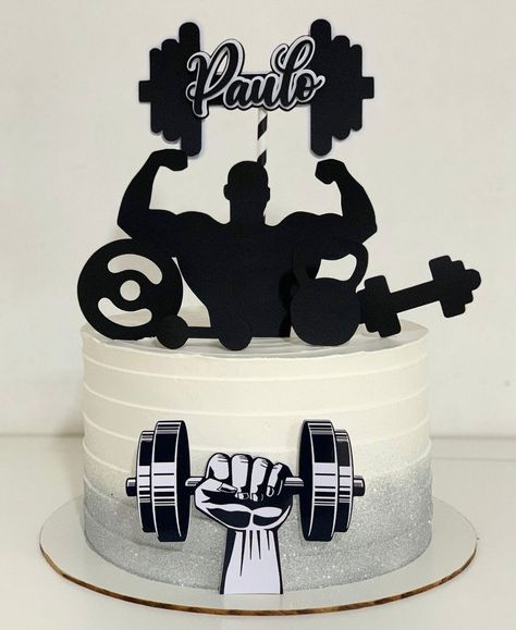 Fitness Cakes For Men, Gym Cake For Men, Gym Cake Ideas For Men, Gym Theme Cake For Men, Cake For Gym Lover, Bolo Academia, Bolo Crossfit, 50th Birthday Cakes For Men, Fitness Cake