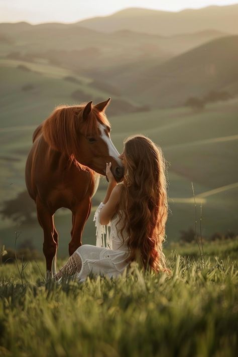 Fairy Horse Photoshoot, Ethereal Horse Photoshoot, Cute Horse Pictures Ideas Photo Shoot, Horseback Pictures, Horse Riding Photoshoot Ideas, Animal Senior Pictures, Horse And Person Photography, Girl And Horse Photoshooting, Horse And Owner Photography