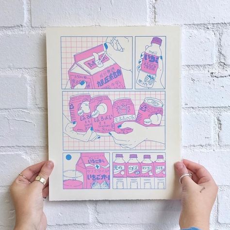 Reban Ayam, Risograph Illustration, Japanese Packaging, Artsy Background, Riso Print, Bullet Journal Aesthetic, Pretty Drawings, Sketchbook Inspiration, Mini Canvas Art