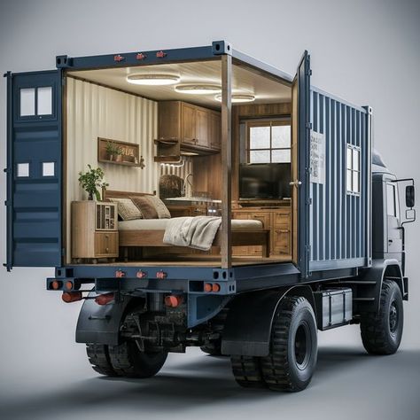 Truck House, Container Van, Tiny House Camper, Low Cost Housing, Shipping Container Home Designs, Container Cabin, Mobile Living, Shipping Container House Plans, Container Architecture