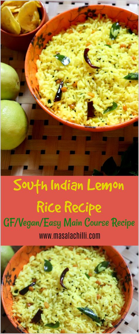 South Indian Lemon Rice Recipe, Lemon Rice Recipe, Easy Main Course Recipes, Indian Cookbook, Indian Rice, Rice Varieties, Lemon Rice, Indian Kitchen, India Food