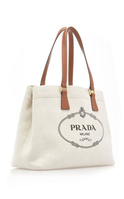 Logo-Embroidered Canvas Tote Bag by Prada | Moda Operandi Tote Bag Outfit, Luxury Tote Bags, Prada Tote Bag, Bag Prada, Designer Totes, Fancy Bags, Farmer's Market, Moda Vintage, Beach Tote Bags