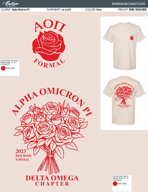 Sorority Date Party Shirts, Sorority Formal Tshirt, Sorority Formal Shirts, Formal Bouquet, Sorority Tshirt Designs, Rose Formal, Sorority Socials, 2024 Board, Sorority Formal