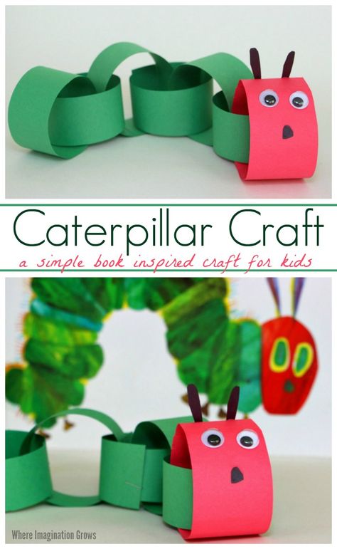 Adorable caterpillar craft for kids! A paper chain craft that preschoolers can make! Inspired by The Very Hungry Caterpillar book! Crafts Ages 5-10, Very Hungry Caterpillar Craft, The Very Hungry Caterpillar Activities, Hungry Caterpillar Craft, Hungry Caterpillar Activities, September Crafts, Grandma Ideas, Caterpillar Craft, Insect Crafts