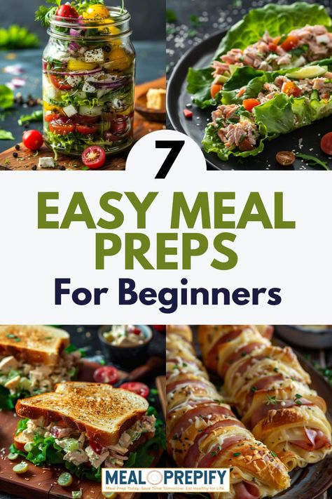 Collage of various healthy meal prep ideas for beginners, showcasing different easy meal prep meals. How To Make A Meal Plan For The Week, Manly Meal Prep, Quick And Healthy Meal Prep, Healthy Filling Meal Prep, Easy Clean Meal Prep, Healthy Recipes For Meal Prep, Lunch Meal Prep For The Week To Work, Weekly Meal Prep For One, How To Eat Healthy For Beginners