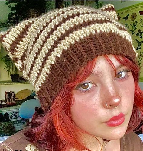 Crochet Cat Ear Beanie, Cat Ear Beanie, Ear Beanie, Cat Eared Beanie, Crocheting Projects, Cat Beanie, Crochet Inspo, Cat Ear, Crochet Cat