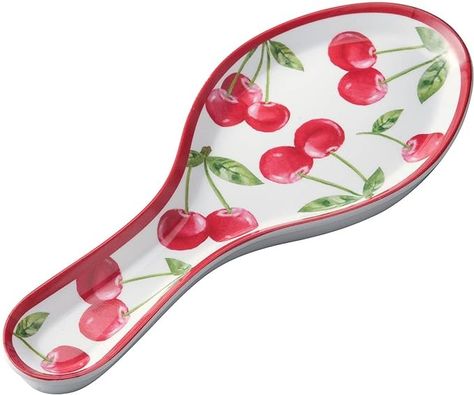 Amazon.com: UPware Melamine Spoon Rest Spoon Holder Kitchen Utensil Holders 9.625 Inch for Kitchen Counter Dining Table (Cherry): Home & Kitchen Cherry Kitchen Decor, Painting Melamine, Kitchen Utensil Storage, Boot Knife, Cherry Kitchen, Utensil Storage, Fruit Party, Spoon Holder, Ceramic Spoons