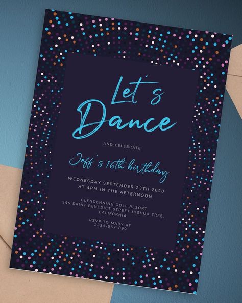 Dance Invitation Card Design, Dance Party Invitations Template, Disco Invitations, Disco Party Invitations, Digital Invitations Birthday, Marriage Celebration, Dance Party Invitations, 17th Birthday Ideas, 21 Diner