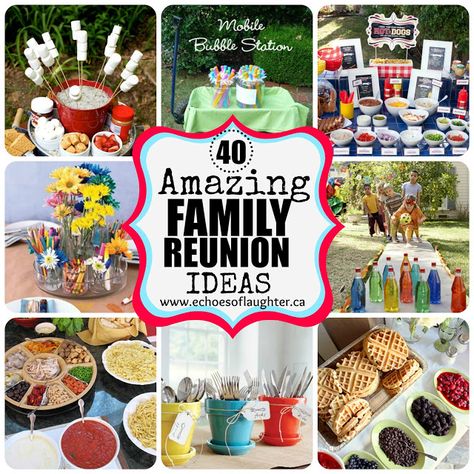 40 Amazing Family Reunion Ideas - Echoes of Laughter Family Reunion Crafts For All Ages, Family Reunion Ideas, Family Reunion Food, Family Reunion Activities, Reunion Games, Family Reunion Games, Family Reunion Planning, Reunion Ideas, Family Picnic