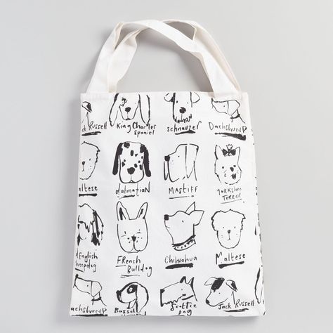 31 Awesome Gifts for The Dog Walker in Your Life - Dog Illustrations Tote bag from World Market. #doglover #doggifts Dog Shopping, Puppy Things, Dog Varieties, Dog Tote, Animal Illustrations, Dog Canvas, Fitness Logo, Dog Illustration, Whimsical Illustration