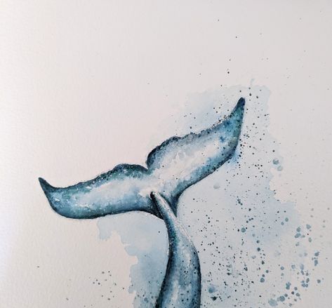 Whale Tail Painting, Watercolour Pictures, A4 Painting, Whales Tail, Whale Decor, Whale Illustration, Whale Painting, Watercolour Ideas, Blue Whales