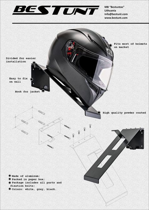 Motorcycle gear racks | Helmet racks | Helmet storage | Motorcycle gear storage Helmet Holder Motorcycle, Helmet Hanger Ideas, Motorcycle Helmet Storage Ideas, Helmet Holder Diy, Bike Helmet Storage, Helmet Wall Mount, Helmet Stand, Metal Sheet Design, Helmet Holder