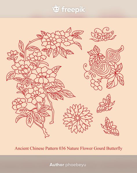 Chinese Pattern Design, Mary Blair Art, Chinese Flowers, Chinese Flower, Chinese Pattern, Chinese Embroidery, Art Basics, Flower Art Drawing, Butterfly Illustration