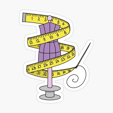 Get my art printed on awesome products. Support me at Redbubble #RBandME: https://www.redbubble.com/i/sticker/Sewing-Mannequin-With-Measuring-Tape-by-forfun-art/52351780.EJUG5?asc=u Sewing Tattoo, Subject Stickers, Sewing Stickers, Sewing Mannequin, Sewing Machine Drawing, Sewing Tattoos, Book Cover Art Design, Sewing Aesthetic, Sewing Humor