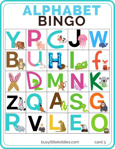 This alphabet bingo free printable is a great preschool game to have fun and learn the alphabet letters. Plus, this alphabet bingo game is illustrated with animal pictures which makes letter recognition even easier. Easy Preschool Games, Abc Bingo, Bingo Printable Free, Bingo Free Printable, The Alphabet Letters, Alphabet Bingo, Printable Bingo Cards, Free Printable Bingo Cards, Bingo For Kids