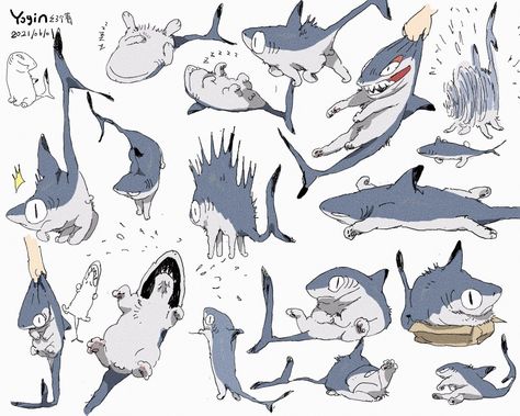 Empress Hunt, Stylised Animals, Mythical Beasts, Cute Shark, Alien Creatures, Marine Biology, Animal Sketches, Creature Concept, 영감을 주는 캐릭터