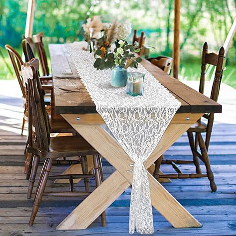 Amazon.com: Pardecor Lace-Table-Runner 12x120-Inch Embroidered and Durable Wedding Lace Table Runners Design White Floral Eyelash Boho Vintage Classic Table Runner : Home & Kitchen Wedding Table Overlays, Lace Table Runner Wedding, Diy Esstisch, Coffee Table Runner, Wedding Reception Table Decorations, Lace Table Runner, Boho Table Runner, Suport Tv, Reception Table Decorations