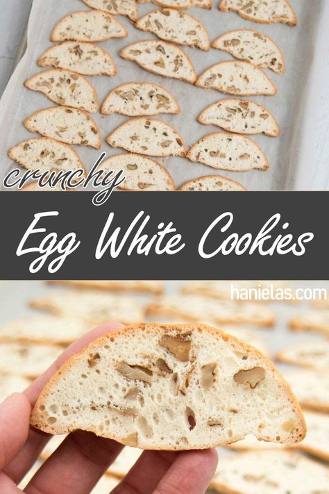 Use up egg whites and make my delicious crunchy Egg White Cookies. Egg White Recipes Dessert, Recipe Using Egg Whites, Egg White Cookies, Egg White Bake, Sustainable Recipes, Baking Tips And Tricks, Egg White Recipes, Delicious Smoothie Recipes, Almond Biscuits