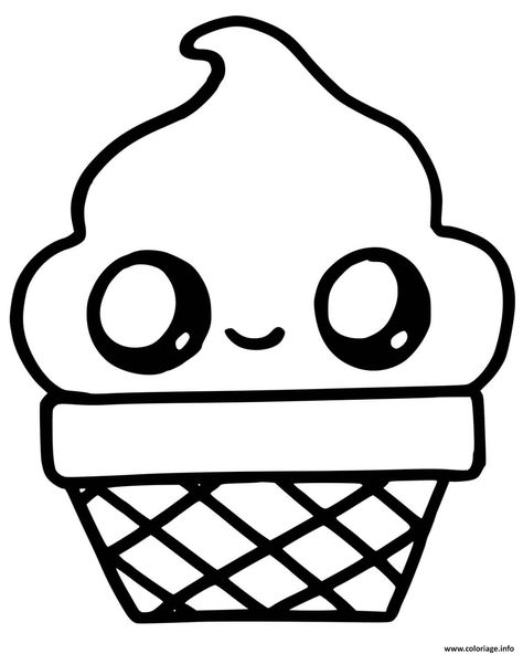 Coloriage cute icecream dessin kawaii à imprimer Cute Drawings Animals Kawaii, Panda Drawing, Cute Easy Doodles, Easy Cartoon Drawings, Hello Kitty Drawing, Simple Cartoon, Kawaii Doodles, Sketches Easy, Cute Easy Drawings