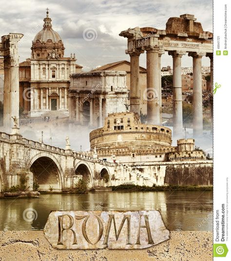 Ancient Rome Stock Illustration - Image: 49941721 Rome Buildings, Conceptual Collage, Ancient Rome Projects, Rome Vintage, Rome Ancient, Rome Pictures, Rome Art, Rome Photo, Greys Anatomy Characters