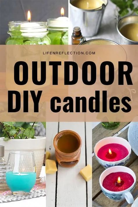 12 DIY Outdoor Candles to Keep Bugs Away Diy Outdoor Candles, Diy Citronella, Outdoor Candle, Candle Arrangements, Soap Packing, Candle Supplies, Citronella Candles, Outdoor Candles, Food Candles