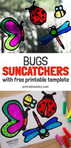 Summer Camp Art, Origami Paper Flowers, Summer Arts And Crafts, School Age Activities, Black Glue, Summer Camp Activities, Free Printable Templates, Insect Crafts, Summer Camp Crafts