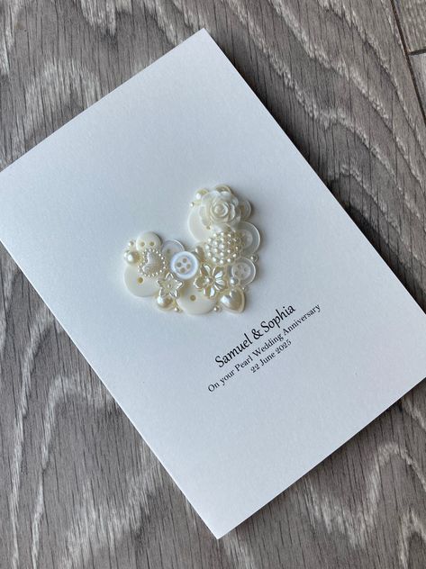 Pearl Anniversary Card, Handmade Card, 30th Anniversary Gift, Pearl Wedding Anniversary, 30th Wedding Gift, Gift for Couples, Pearl Heart 30th Anniversary Cards, Pearl Wedding Anniversary, 25 Wedding Anniversary Gifts, 30th Anniversary Gifts, Pearl Anniversary, Anniversary Cards Handmade, Anniversary Frame, 40th Anniversary Gifts, 30th Wedding Anniversary