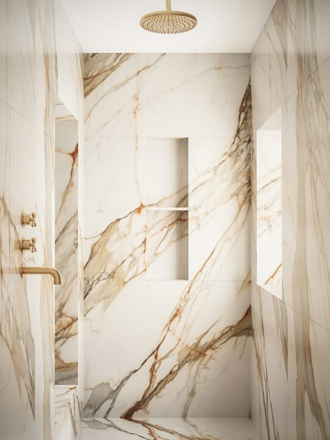 Calacatta Gold Bathroom, Calacatta Bathroom, Calacatta Paonazzo, Victorian Bathroom Accessories, Marble Shower Tile, Gray And White Kitchen, Kitchen Decorations, Marble Showers, Marble Slabs