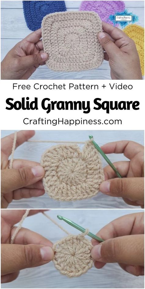 Crocheting Baby Blankets, Crochet Granny Square Pattern, Solid Granny Square, Granny Square Pattern Free, Granny Square Häkelanleitung, Baby Hat Free Pattern, Crochet Baby Blanket Free Pattern, Granny Square Pattern, Granny Square Crochet Patterns Free