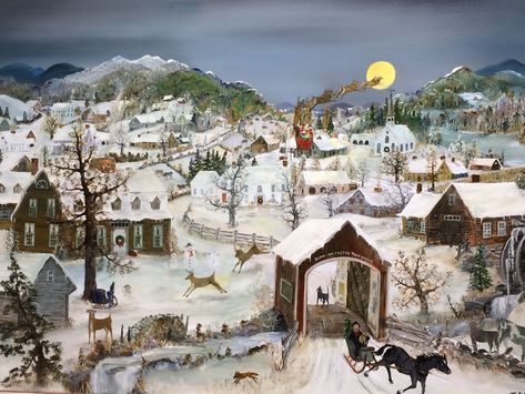 The Festival: Reimagining Grandma Moses – Bennington Museum | Grandma Moses | Vermont History and Art Will Moses Art, Moses Art, Christmas Birdhouse, Country Pics, Charles Wysocki, Grandma Moses, Birdhouse Ideas, Acrylic Painting On Paper, December 30