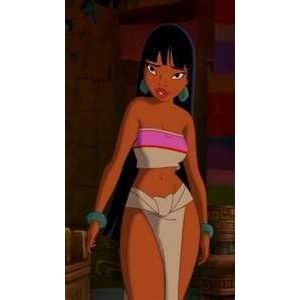 Body reference - hips (Chel from "Road to El Dorado") Brown Skin Brown Eyes, Chel Disney, The Road To El Dorado, Rosie Perez, Road To El Dorado, Straight Black Hair, Instagram Cartoon, Love Interest, Princess Cosplay