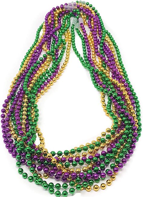 Amazon.com: PODZLY 144 Mardi Gras Beads - 33" Metallic Necklace Bulk Assortment : Toys & Games Mardi Gras Party Favors, Metallic Necklace, Elf Christmas Decorations, Mardi Gras Costumes, Night Club Dress, Mardi Gras Beads, Mardi Gras Party, Bead Necklaces, Party Events