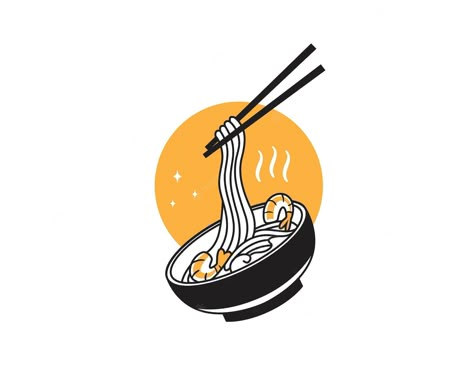 Noodle Logo Design, Noodle Logo, Prawn Noodles, Noodle Art, Cooking Icon, Japan Illustration, 50% Logo, Logo Design Free Templates, Creative Logos