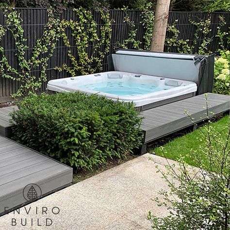 Having used and loved Hyperion materials previously for their garden gazebo, the client came to EnviroBuild looking for a composite decking to install alongside their new hot tub.

Due to the purpose of its use, it was important that the chosen material was durable, water-resistant and anti-slip to ensure complete safety and effectivity around the sides of the jacuzzi. Hot Tub Decking, Sunken Hot Tub, Hot Tub Landscaping, Hot Tub Surround, Decking Ideas, Hot Tub Designs, Hot Tub Patio, Jacuzzi Hot Tub, Spa Jacuzzi