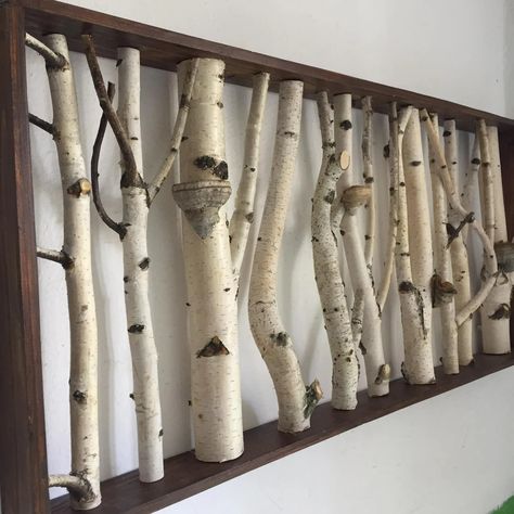 Birch Tree Branch Decor, Woodsy Cottage Decor, Woodsy Bedroom Decor, Woodsy Wall Decor, Aspen Logs Projects, Aspen Wood Projects, Woodland Living Room Decor, Birch Log Decor Diy Projects, Diy Birch Tree Decor