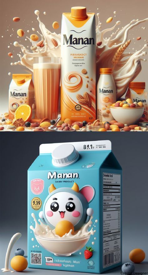 Dairy Branding, Milk Packaging Design, Dairy Products Packaging Design, Dairy Packaging, Yogurt Packaging, Drinks Packaging, Milk Packaging, Food Package, Drinks Packaging Design