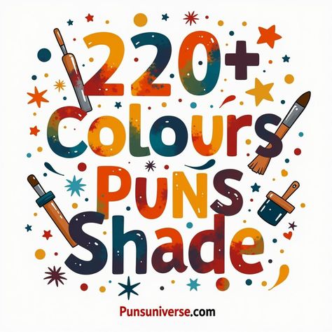 Get ready to hue-lariously elevate your mood with "220+ Colour Puns Joyfully Painted in Every Shade"! From cheeky blues to red-hot jokes, this colorful collection will tickle your funny bone and brighten your day! Dive into the rainbow of puns—where laughter is always in style! 🌈🎨 #puns #ColorfulHumor #ArtfulLaughs #PunBelievable #CreativeJoy Sun Puns, Color Puns, Fun Puns, Orange You Glad, Tickled Pink, Feeling Blue, One Liner, You Funny, Bones Funny