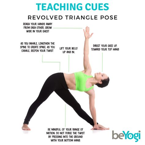 Yoga Teaching Cues, Revolved Triangle Pose, Yoga Cues, Hata Yoga, Yoga Teacher Resources, Yoga Routines, Yoga Teaching, Yoga Information, Yoga Facts